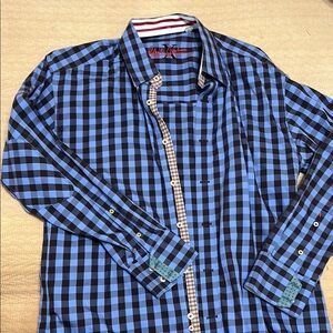 Robert Graham Blue and Black Checkered Men's Shirt
